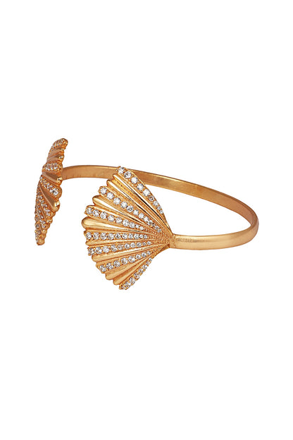 Rose Gold Finish CZ Handcuff Bangle