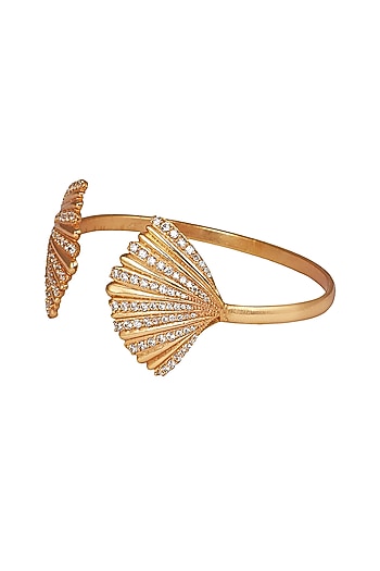 Rose Gold Finish CZ Handcuff Bangle