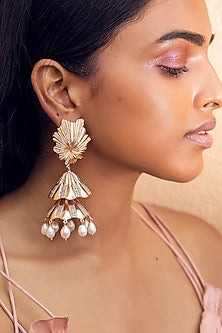 Rose Gold Finish Shell Earrings