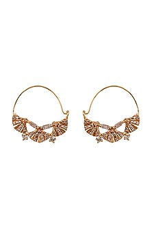 Rose Gold Finish Pearl & CZ Earrings