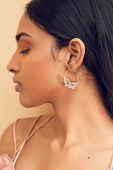 Rose Gold Finish Pearl & CZ Earrings