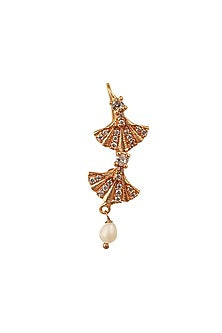 Rose Gold Finish CZ & Pearl Nose Ring