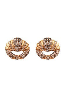 Rose Gold Finish CZ Stud Earrings