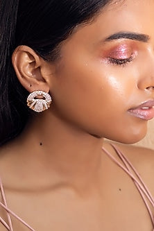 Rose Gold Finish CZ Stud Earrings