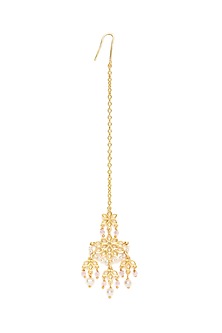 Gold Plated Floral Beaded Maang Tikka