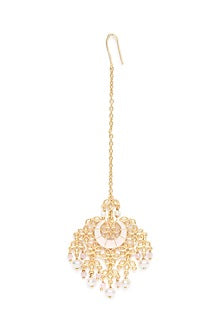 Gold Plated Pearl & Beaded Maang Tikka