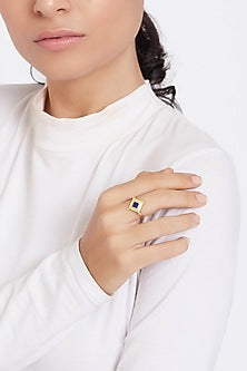 Gold Plated Ring With Blue Lapis