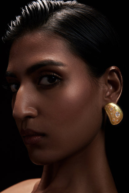Gold Plated Cubic Zircon Stud Earrings