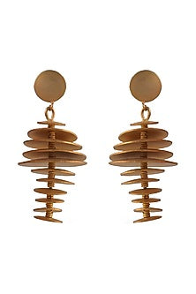 Gold Finish Layered Statement Dangler Earrings