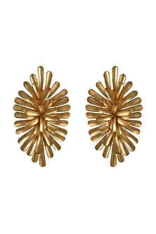 Gold Finish Floral Stud Earrings