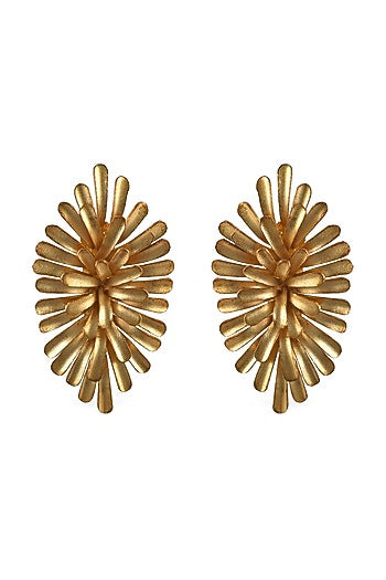 Gold Finish Floral Stud Earrings