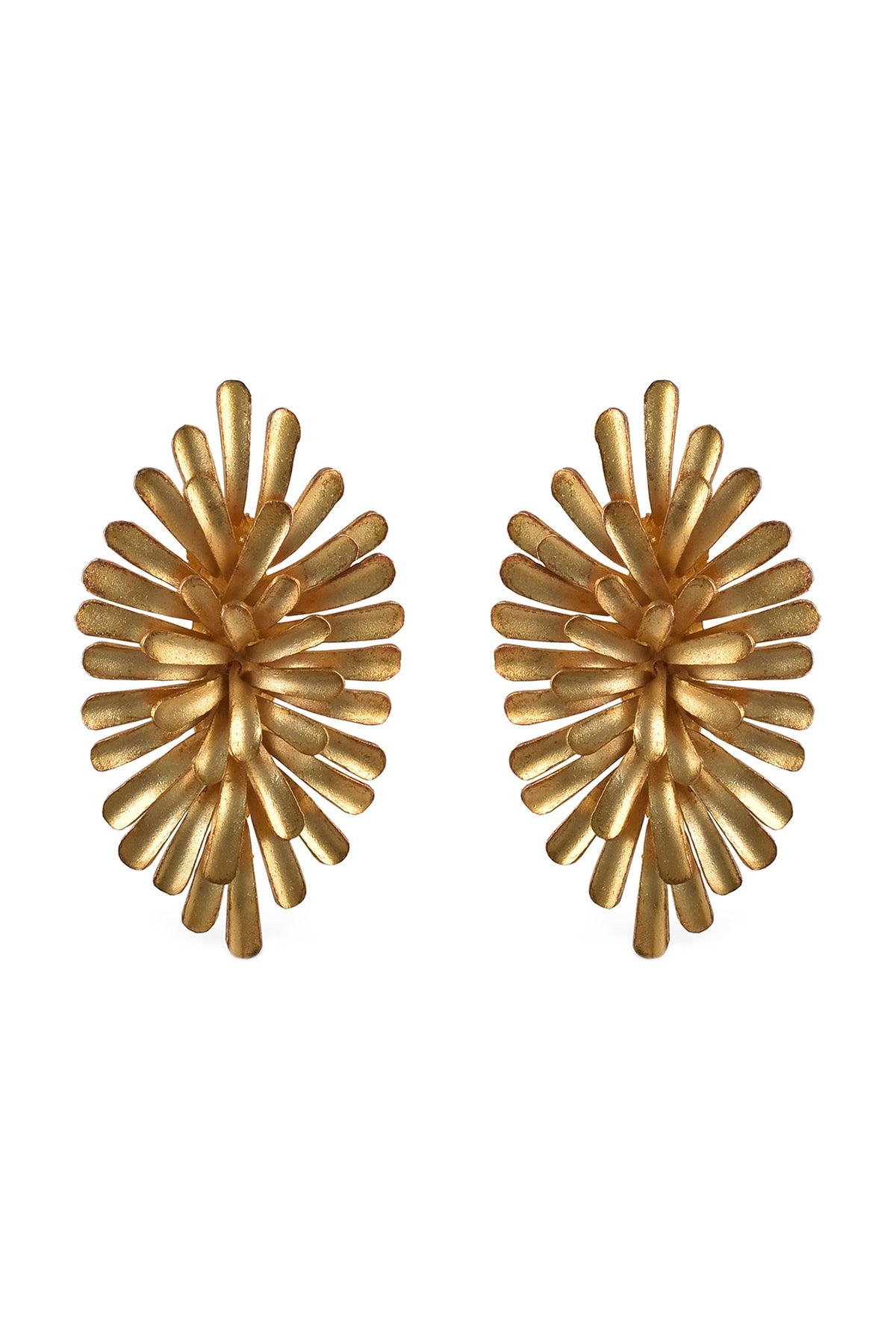 Gold Finish Floral Stud Earrings