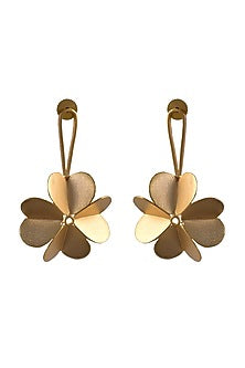 Two-Tone Finish Floral Dangler Earrings