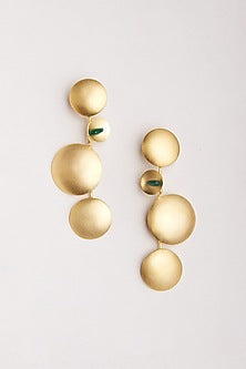 Gold Finish Green Onyx Dangler Earrings