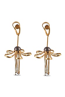 Two Tone Finish Flora Dangler Earrings
