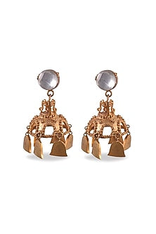 Gold Finish Kundan Polki Jhumka Earrings