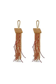 Gold Finish Thread & Chain Dangler Earrings