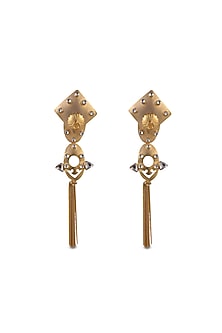 Gold Finish Kundan Polki Dangler Earrings
