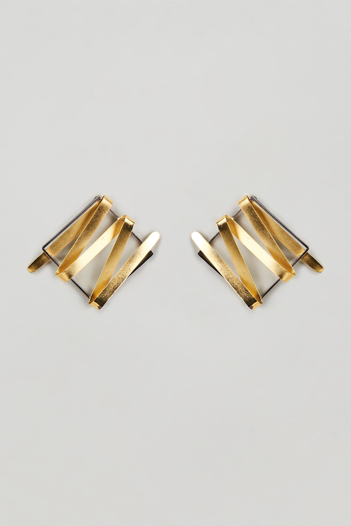 Two-Tone Finish Stud Earrings