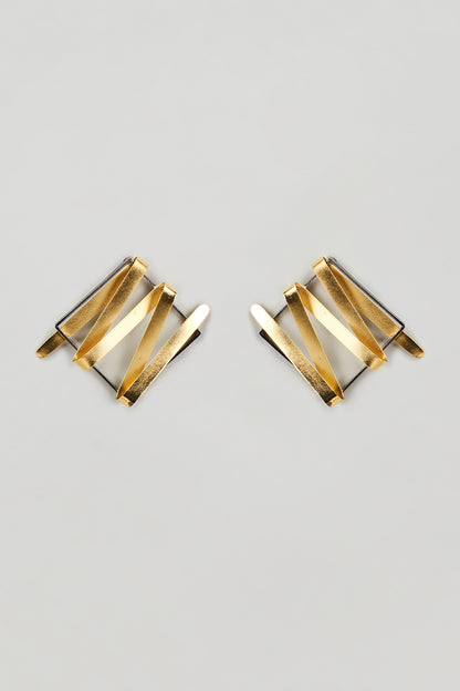 Two-Tone Finish Stud Earrings