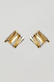 Two-Tone Finish Stud Earrings