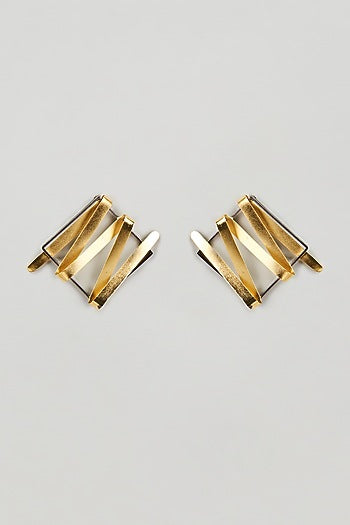 Two-Tone Finish Stud Earrings