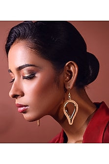Gold Finish Teardrop Dangler Earrings