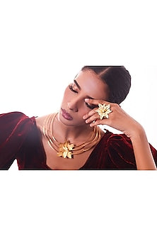 Gold Finish Maple Leaf Ring