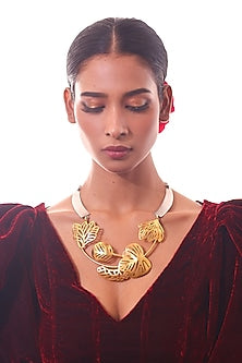 Two-Tone Finish Leaf Necklace