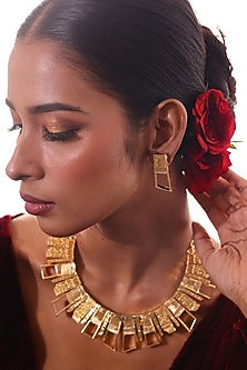 Gold Finish Skyward Stud Earrings