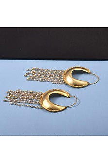 Gold Finish Pearl Dangler Earrings