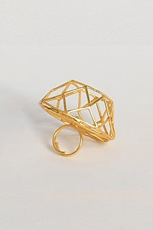 Gold Finish Carved Ring