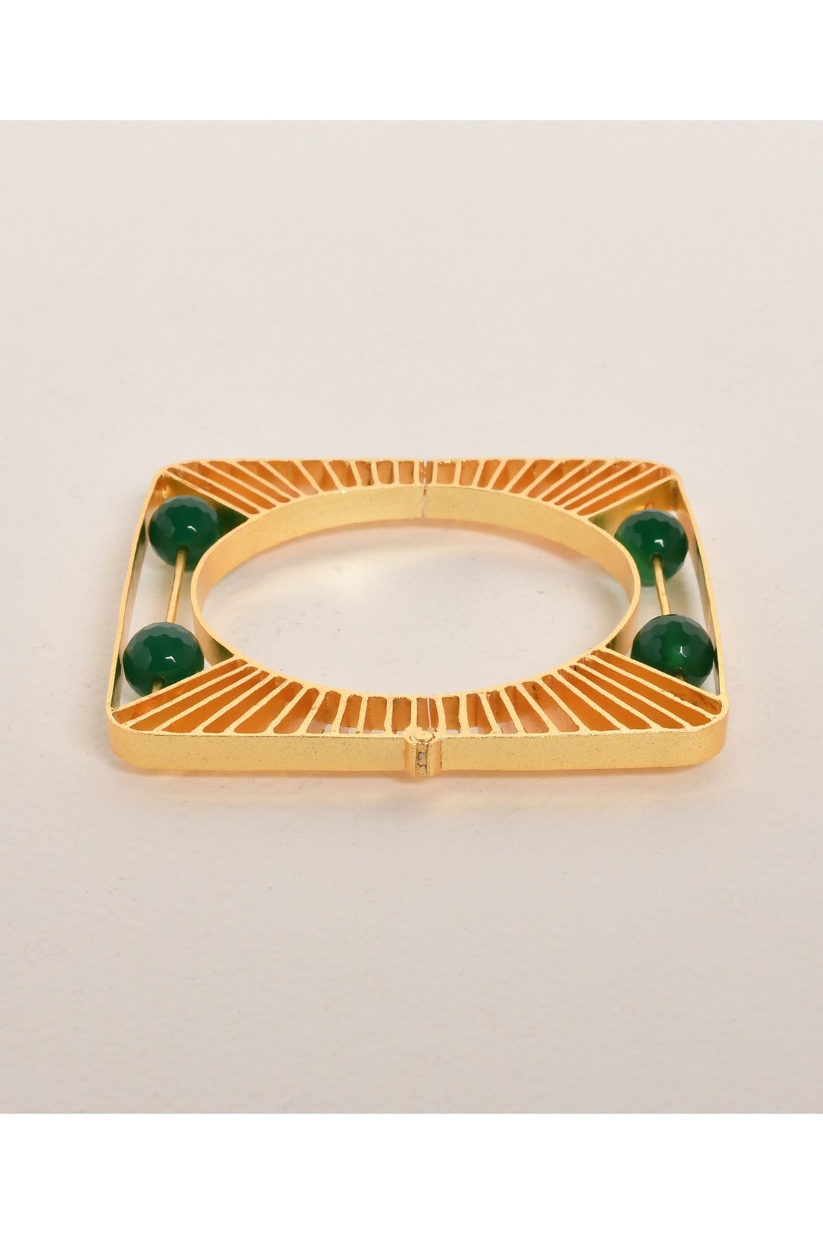 Gold Finish Green Beaded Bracelet