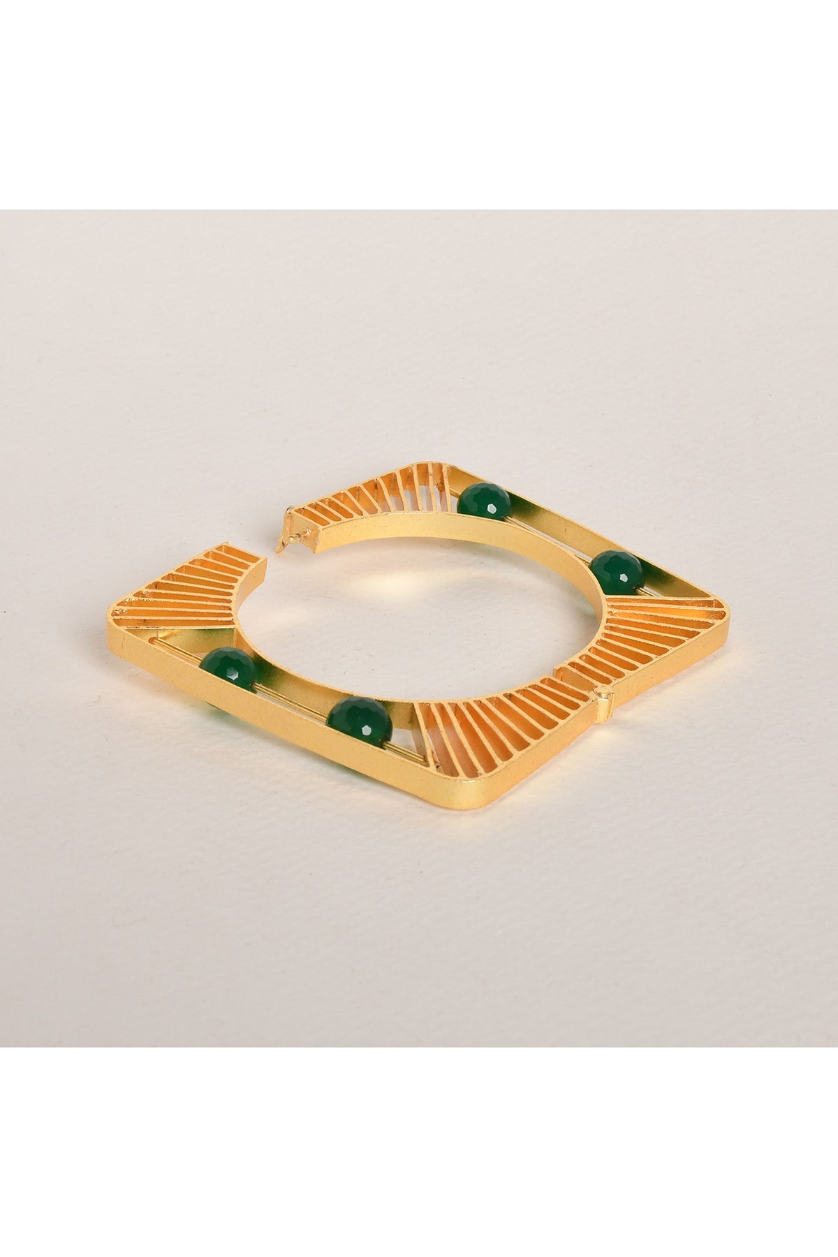 Gold Finish Green Beaded Bracelet