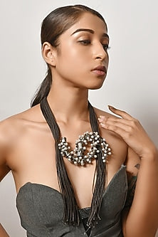 Black Rhodium Finish Pearl Necklace