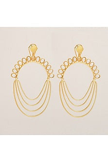 Gold Finish Kundan Polki Dangler Earrings