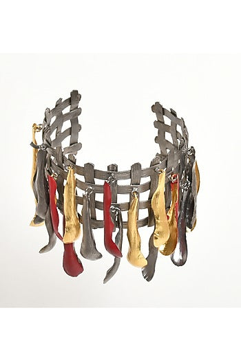 Two Tone Finish Enameled Brass Bracelet