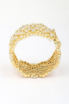 Gold Finish Kundan Polki Openable Bangle