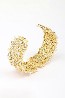 Gold Finish Kundan Polki Openable Bangle