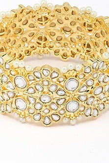 Gold Finish Kundan Polki Openable Bangle