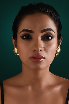 Gold Finish Zircon & Ruby Stud Earrings