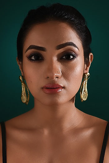 Gold Finish Emerald Stone Dangler Earrings