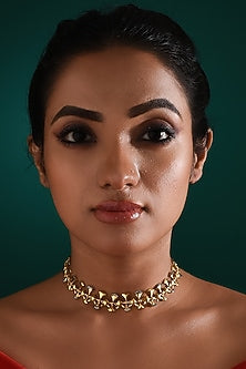 Gold Finish Zircon Choker Necklace
