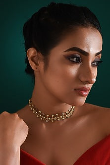 Gold Finish Zircon Choker Necklace