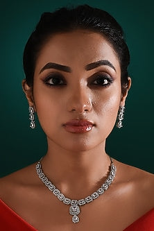 White Gold Finish Zircon Necklace Set