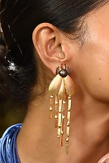 Two-Tone Finish Matte Textured Earrings