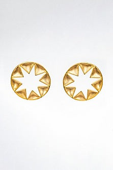 Gold Finish Star-Shaped Cut-Out Stud Earrings
