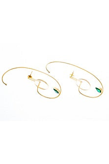 Matte Gold Finish Green Zircon Ear Cuff