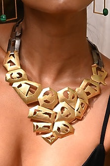 Two-Tone Finish Geometric Necklace