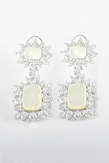 White Finish Zircon Dangler Earrings